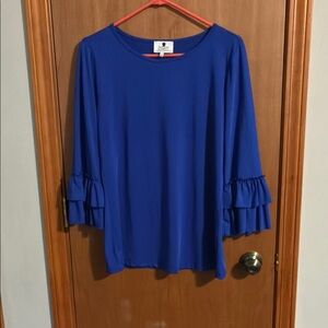 Dainty Jewells Royal Blue Ruffle Sleeve Blouse